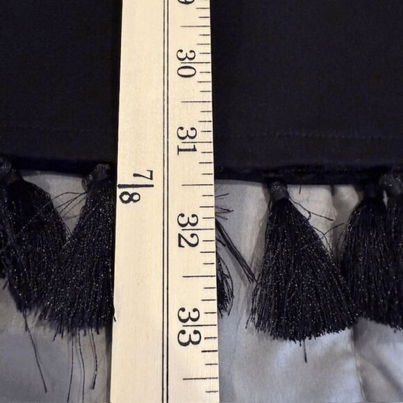 NWT Sugar + Lips Virgo Tassel Mini Dress Black Zip Back Adjustable Straps Medium - Picture 12 of 13